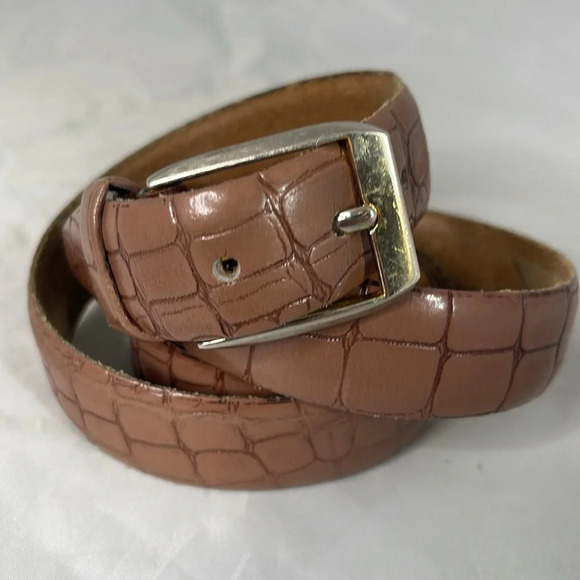 VINTAGE 90’s Croc Effect Genuine Leather Belt Mocha Brown Made in Canada Size 36 - Picture 10 of 10